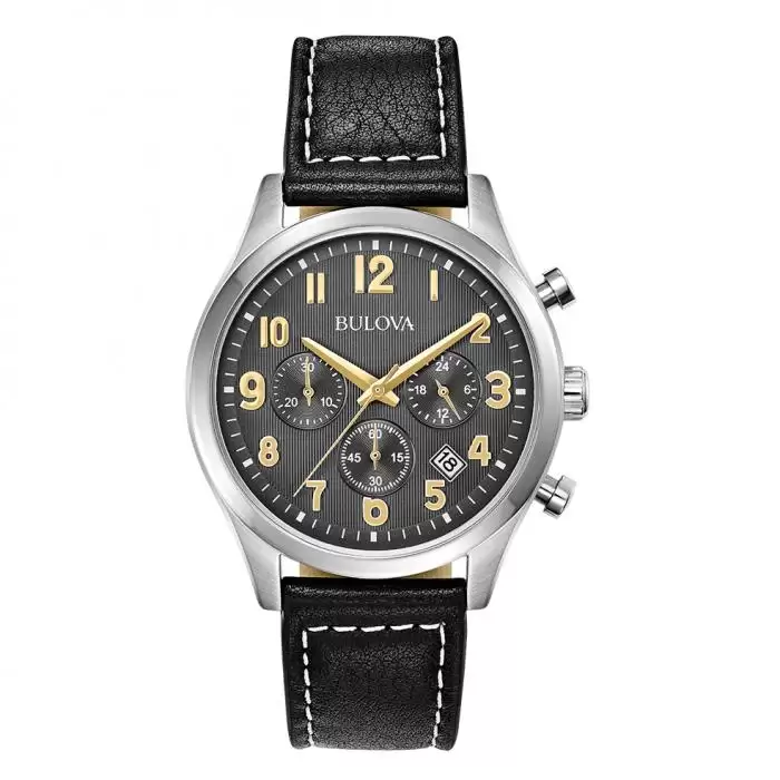 SKU-40547 / BULOVA Classic Chronograph Black Leather Strap
