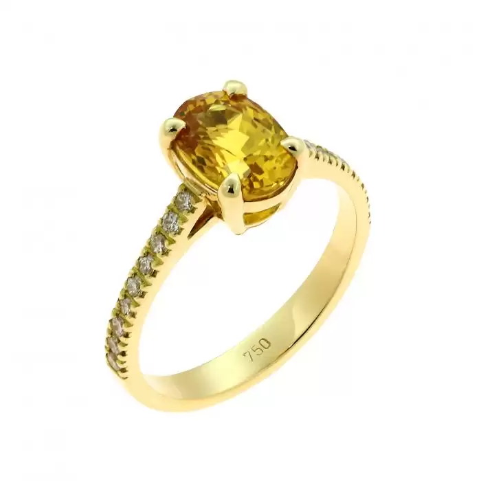 SKU-40338 / Δαχτυλίδι  Χρυσός Κ18 με Ζαφείρι & Διαμάντια 