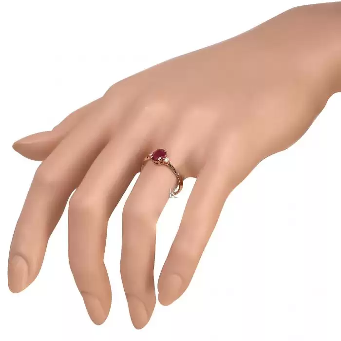 SKU-40953 / Δαχτυλίδι Ροζ Χρυσός Κ18 με Ρουμπίνι & Διαμάντια 