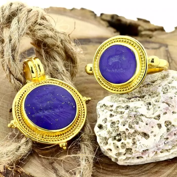 SKU-40383 / Δαχτυλίδι Χρυσός Κ18 με Lapis Lazuli