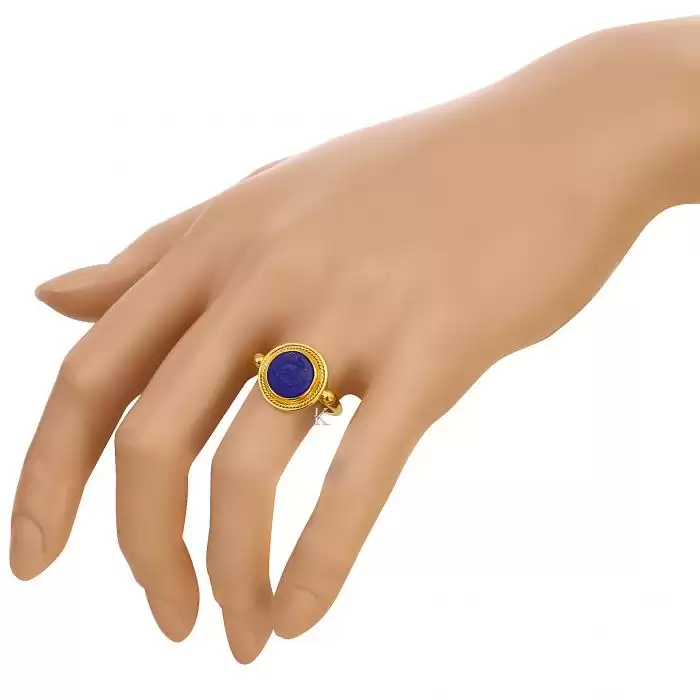 SKU-40383 / Δαχτυλίδι Χρυσός Κ18 με Lapis Lazuli