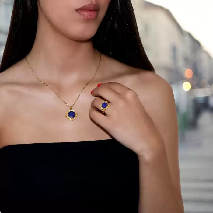 Δαχτυλίδι Χρυσός Κ18 με Lapis Lazuli