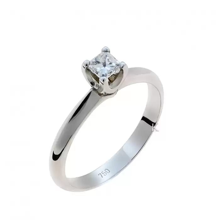 SKU-40145 / Μονόπετρο Δαχτυλίδι Λευκόχρυσος Κ18 με Διαμάντι
