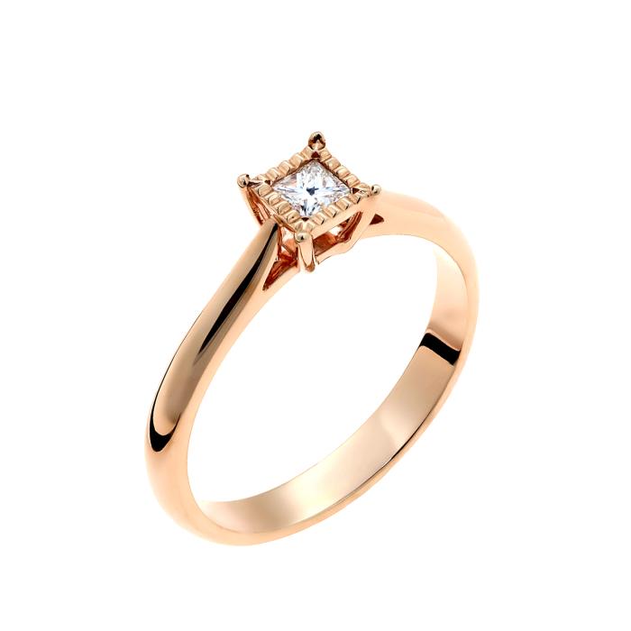 SKU-40105 / Μονόπετρο Δαχτυλίδι Ροζ Χρυσός Κ18 με Διαμάντι
