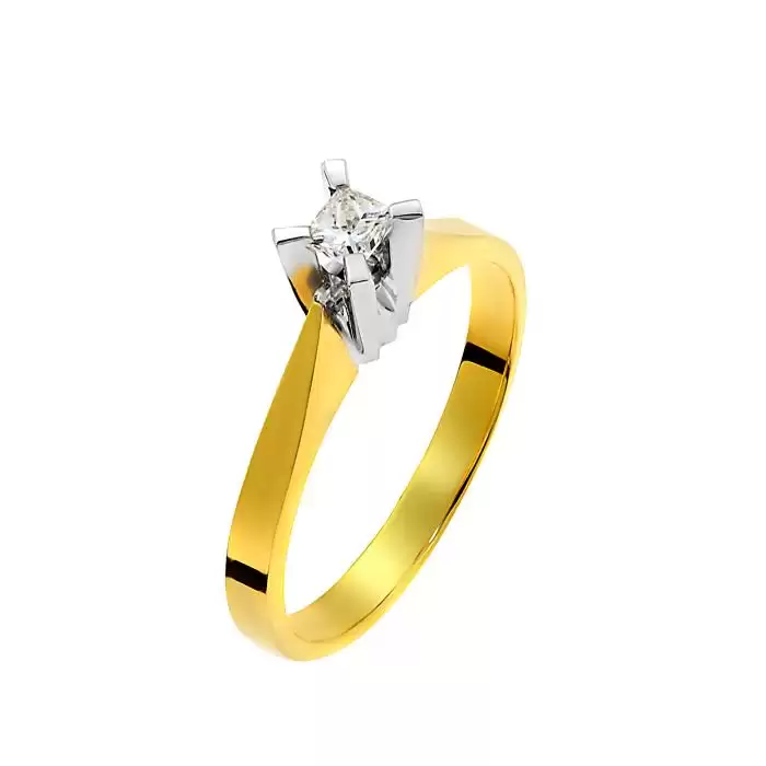 SKU-40308 / Μονόπετρο Δαχτυλίδι Χρυσός & Λευκόχρυσος Κ18 με Διαμάντι 