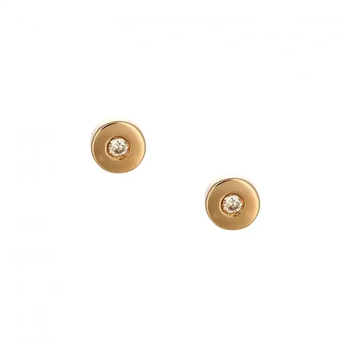 SKU-40683 / Σκουλαρίκια Ροζ Χρυσός Κ14 με Διαμάντια
