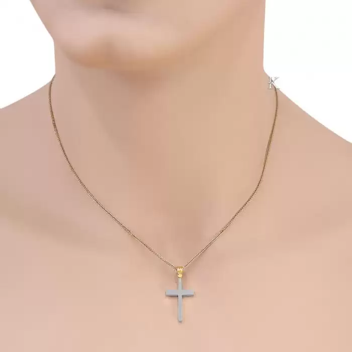 Σταυρός Facad’oro Λευκόχρυσος & Χρυσός Κ14 Διπλής Όψεως SKU-40061