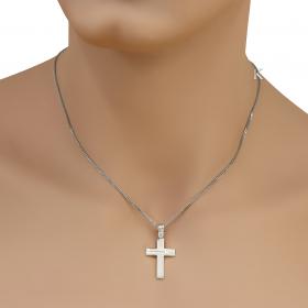 Σταυρός Λευκόχρυσος Κ14 με Λουστρέ & Ματ Φινίρισμα SKU-40323