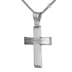 Σταυρός Μοντέρνος Ανδρικός Λευκόχρυσος Κ14 SKU-40324