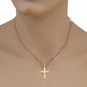 Σταυρός Χρυσός Κ14 με Λουστρέ & Ματ Φινίρισμα SKU-40318