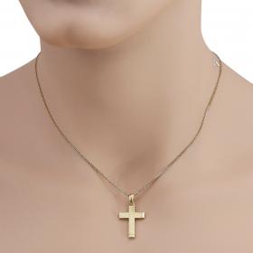 Σταυρός Ανδρικός Χρυσός Κ14 με Λουστρέ & Ματ Φινίρισμα SKU-40546