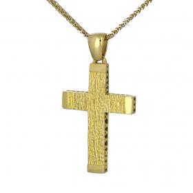 Σταυρός Ανδρικός Χρυσός Κ14 με Λουστρέ & Ματ Φινίρισμα SKU-40546
