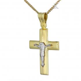 Σταυρός Κλασικός Ανδρικός Χρυσός & Λευκόχρυσος Κ14 SKU-40328