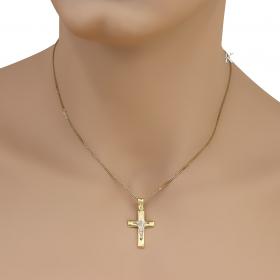 Σταυρός Κλασικός Ανδρικός Χρυσός & Λευκόχρυσος Κ14 SKU-40328