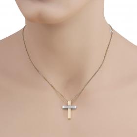 Σταυρός Μοντέρνος Ανδρικός Χρυσός & Λευκόχρυσος Κ14 SKU-40545