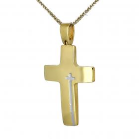 Σταυρός Μοντέρνος Ανδρικός Χρυσός & Λευκόχρυσος Κ14 SKU-40884
