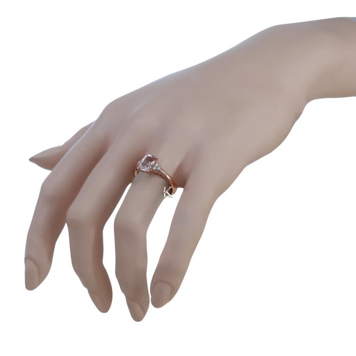 SKU-41195 / Δαχτυλίδι Μονόπετρο Ροζ Χρυσός Κ14 με Μοργκανίτη & Διαμάντια