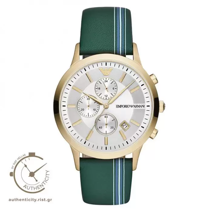 SKU-41046 / EMPORIO ARMANI Renato Chronograph Green Leather Strap