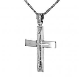 Σταυρός Κλασικός Ανδρικός 
 Λευκόχρυσος Κ14 Με Ένθετο Σταυρό SKU-41106