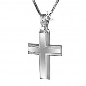 Σταυρός Κλασικός Ανδρικός Τριάντος Λευκόχρυσος Κ18 SKU-41015