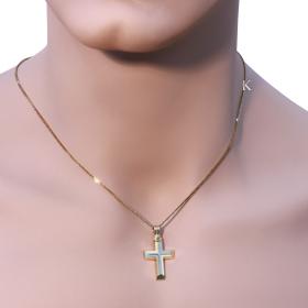 Σταυρός Ανδρικός Τριάντος Χρυσός & Λευκόχρυσος Κ18 SKU-41016