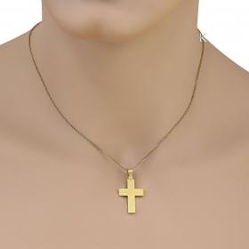 Σαγρέ & Ματ Σταυρός Ανδρικός Τριάντος Χρυσός Κ18 SKU-41014