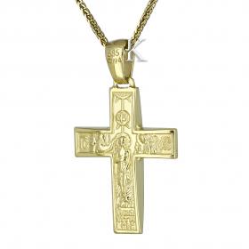 Σταυρός Χρυσός & Λευκόχρυσος Κ14 Διπλής Όψεως SKU-41011