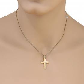 Σταυρός Χρυσός & Λευκόχρυσος Κ14 Διπλής Όψεως SKU-41011