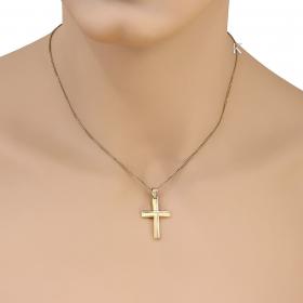 Σταυρός Κλασικός Ανδρικός Χρυσός & Λευκόχρυσος Κ14 SKU-41010