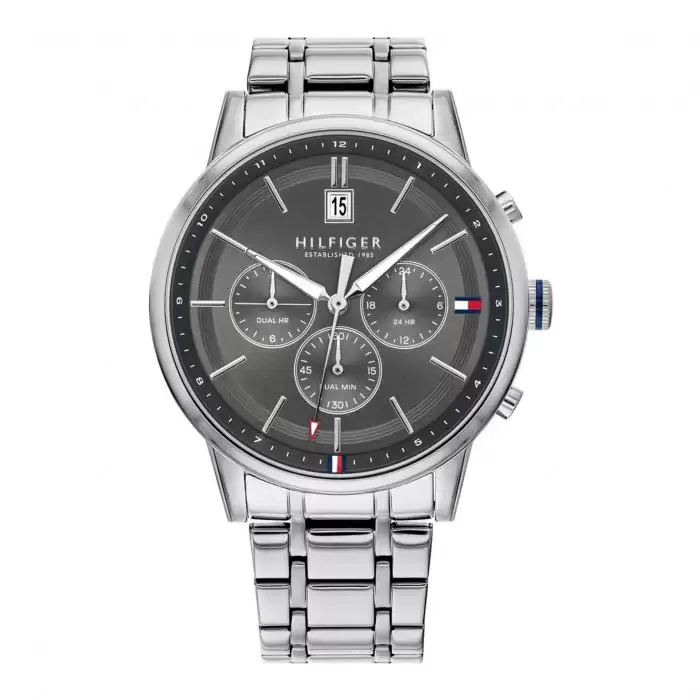 SKU-41642 / TOMMY HILFIGER Casual Dual Time Silver Stainless Steel Bracelet