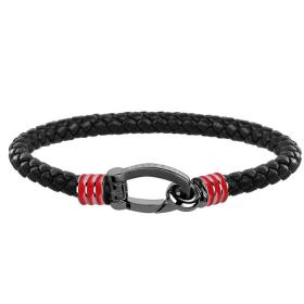 Βραχιόλι Ανδρικό Maserati| Aνοξείδωτο Aτσάλι & Μαύρο Δέρμα SKU-42569