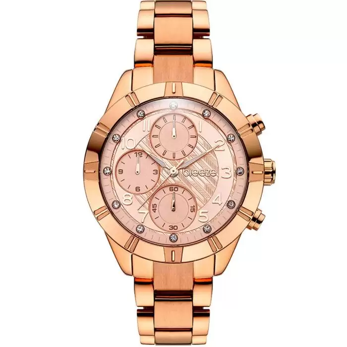 SKU-42135 / BREEZE Influentia Crystals Dual Time Rose Gold Stainless Steel Bracelet