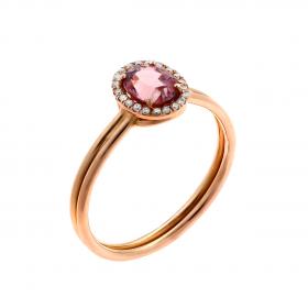 Δαχτυλίδι Ροζ Χρυσό Κ18 με Tourmaline & Διαμάντια.