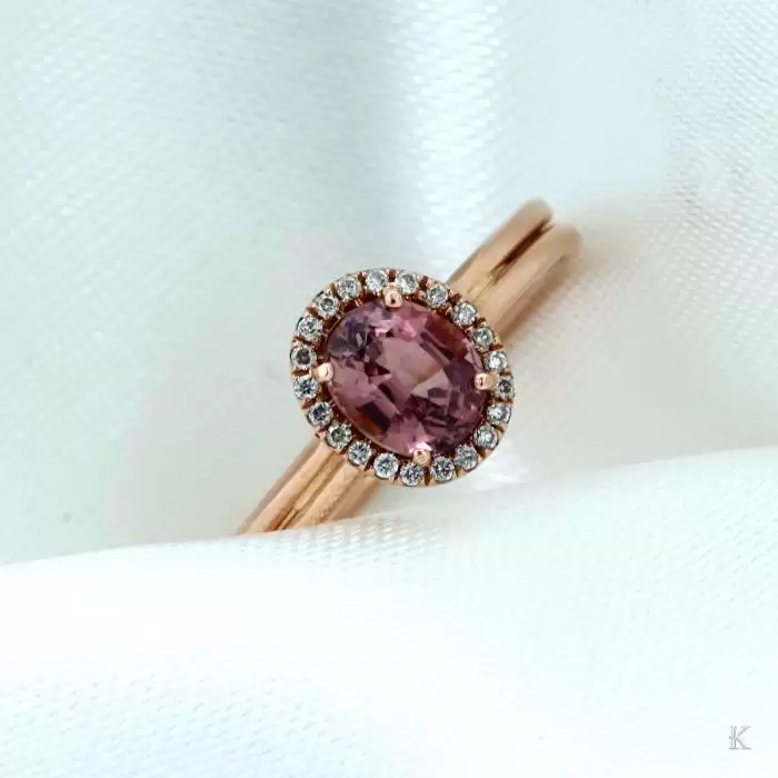 SKU-42246 / Δαχτυλίδι Ροζ Χρυσό Κ18 με Tourmaline & Διαμάντια.