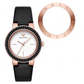 EMPORIO ARΜΑΝΙ Black Leather Strap Gift Set SKU-42349