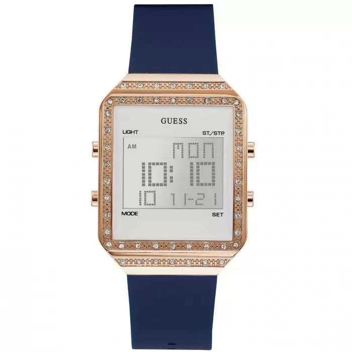 SKU-42052 / GUESS Ladies Crystals Chronograph Blue Rubber Strap