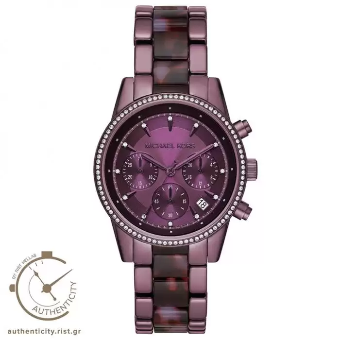 SKU-42514 / MICHAEL KORS Ritz Crystals Chronograph Purple Stainless Steel Bracelet