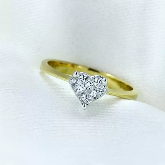 SKU-42424 / Μονόπετρο Δαχτυλίδι Χρυσός & Λευκόχρυσος Κ18 με Διαμάντια
