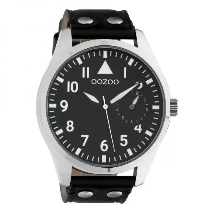 SKU-42466 / OOZOO Timepieces Black Leather Strap
