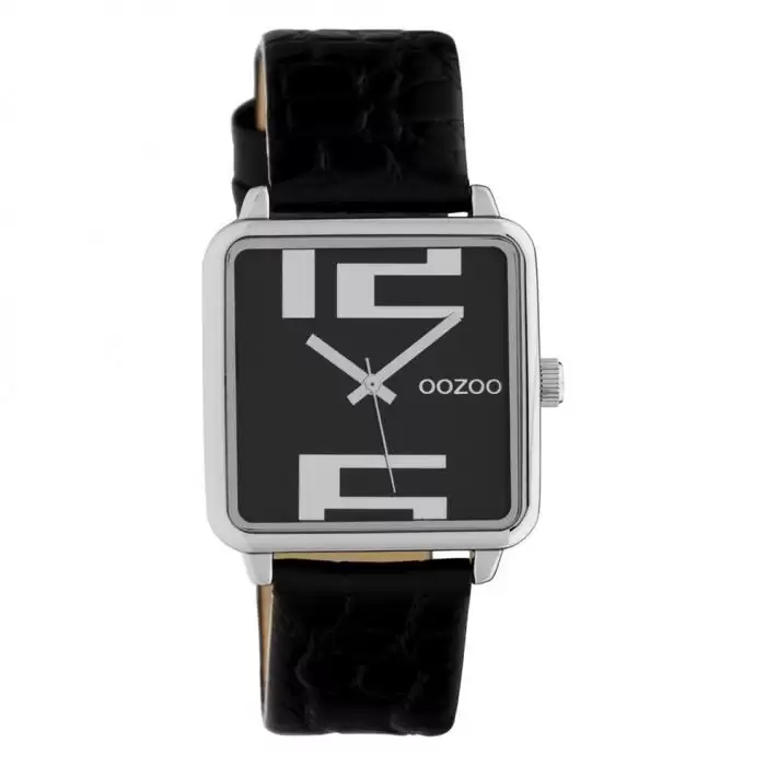 SKU-42612 / OOZOO Timepieces Black Leather Strap