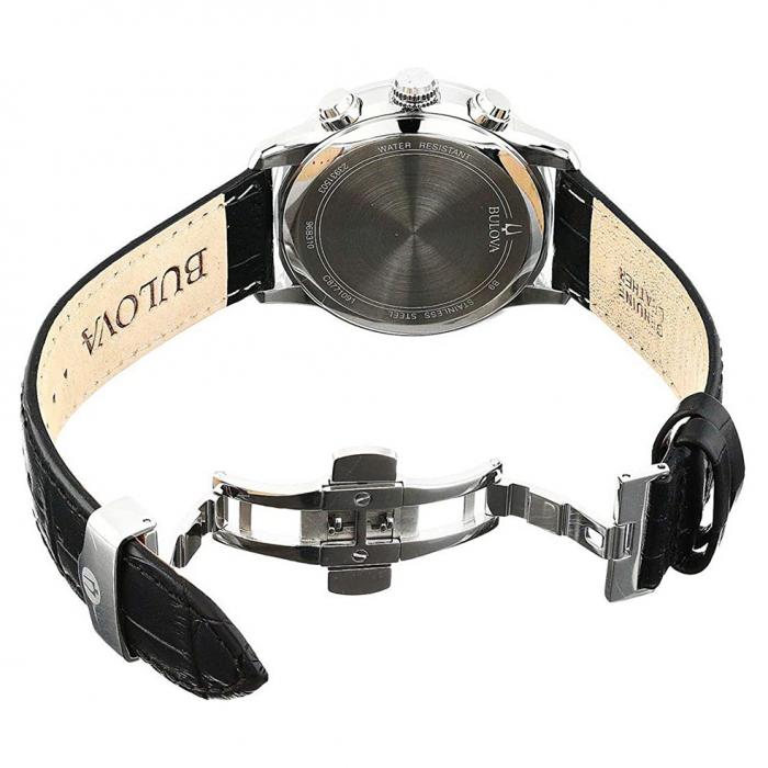 SKU-43401 / BULOVA Sutton Chronograph Black Leather Strap