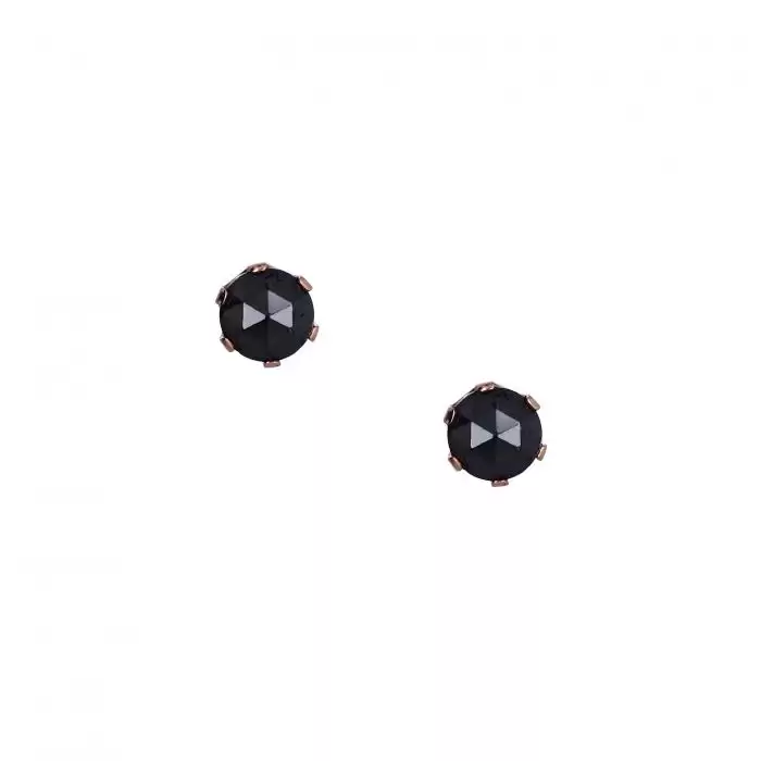 SKU-43794 / Σκουλαρίκια Ροζ Χρυσός Κ18 με Μαύρα Διαμάντια
