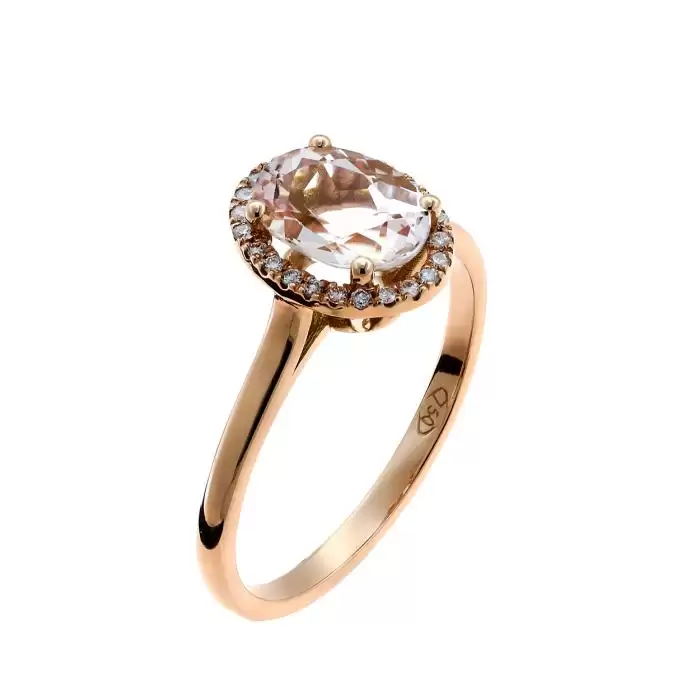 SKU-44773 / Δαχτυλίδι DiamondJools Ροζ Χρυσός Κ18 με Morganite & Διαμάντια