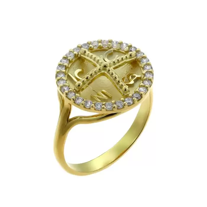 SKU-44521 / Δαχτυλίδι Κωνσταντινάτο Χρυσός Κ14 με Ζιργκόν