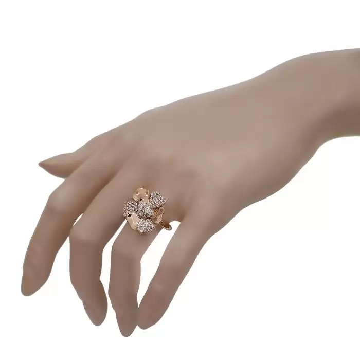 SKU-44880 / Δαχτυλίδι Ροζ Χρυσός Κ18 με Διαμάντια 
