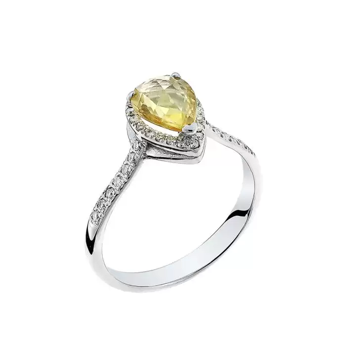 SKU-44392 / Δαχτυλίδι Λευκόχρυσος Κ18 με Διαμάντια & Ζαφείρι
