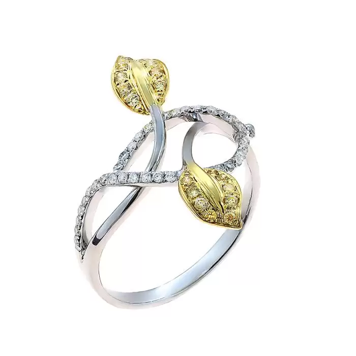 SKU-44881 / Δαχτυλίδι Λευκόχρυσος & Χρυσός Κ18 με Διαμάντια 
