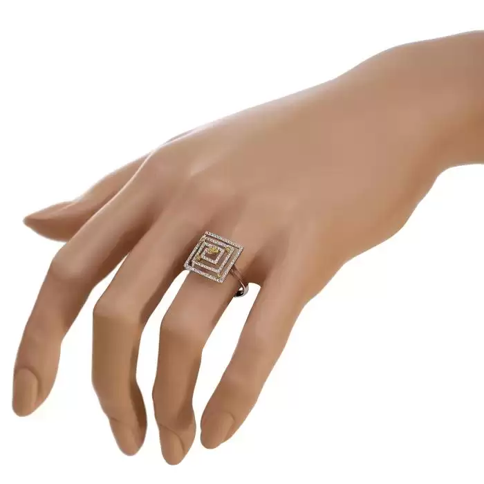 SKU-44883 / Δαχτυλίδι Λευκόχρυσος & Χρυσός Κ18 με Διαμάντια 
