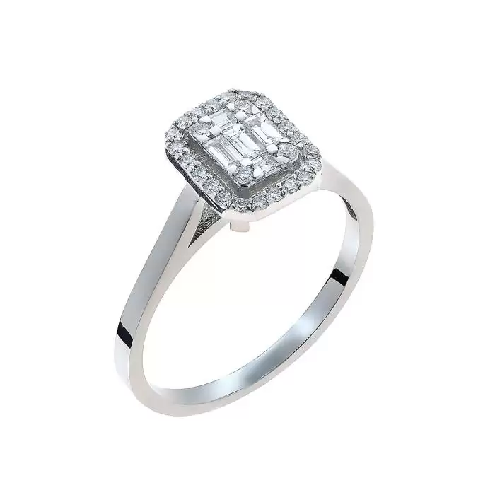 SKU-44205 / Δαχτυλίδι Λευκόχρυσος Κ18 με Διαμάντια
