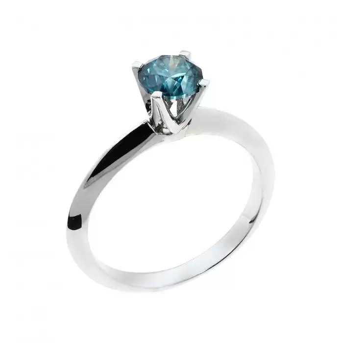 Δαχτυλίδι Μονόπετρο Λευκόχρυσος Κ18 με Μπλε Διαμάντι